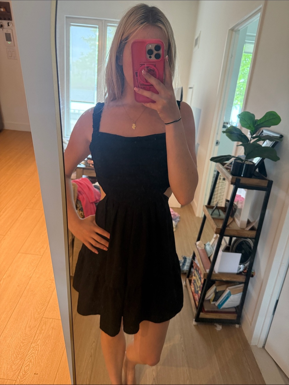 ASOS Black Smocked-Back Mini Dress with Wide Straps